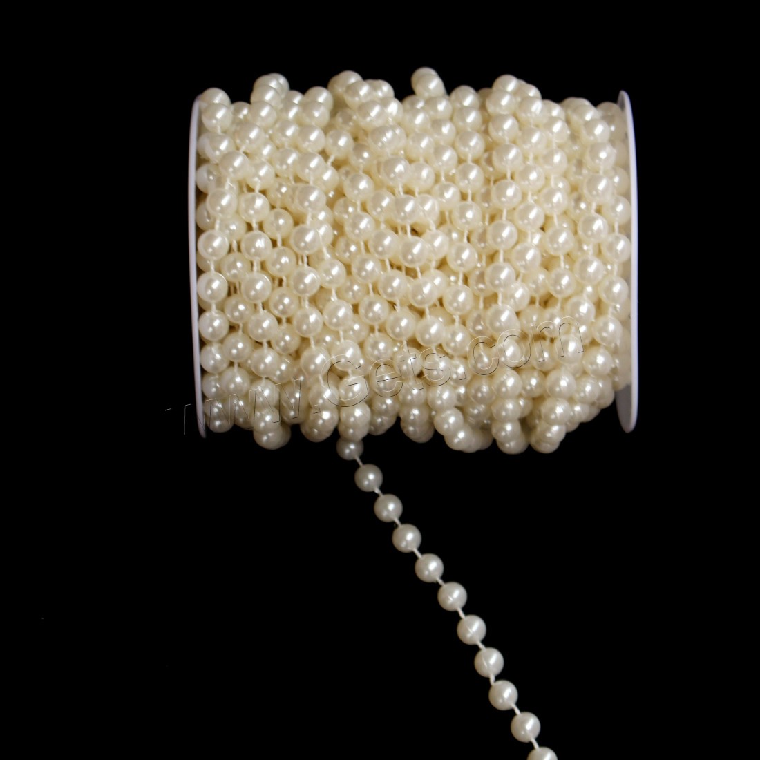 ABS Plastic Pearl Bead Garland Strand, different size for choice, beige, Sold By Spool