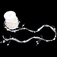 ABS-Kunststoff-Perlen Perle Seil, mit Satinband, weiß, 8mm, ca. 10m/Spule, verkauft von Spule