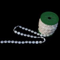 ABS-Kunststoff-Perlen Perle Seil, weiß, 10-12mm, ca. 25m/Spule, verkauft von Spule