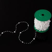 Perlas de plástico ABS cuerda que reobordea, Blanco, 9x9mm, aproximado 60m/Carrete, Vendido por Carrete