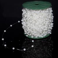 ABS Plastic Pearl Bead Garland Strand, white, 6mm, Approx 