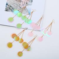 Zinc Alloy Drop Earring, with Plastic Sequin, iron earring hook, rose gold color plated, for woman lead & cadmium free 