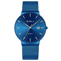 Colección BIDEN® Watch, acero inoxidable, con Vidrio & aleación de zinc, movimiento japonés, Azul plateado, Resistente al agua de la vida & para hombre, 40x8mm, longitud:aproximado 8.5 Inch, Vendido por UD