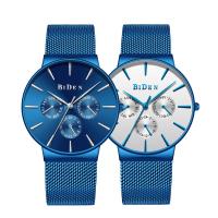 Colección BIDEN® Watch, acero inoxidable, con Vidrio & aleación de zinc, movimiento chino, Azul plateado, Resistente al agua de la vida & para hombre, más colores para la opción, 40x8mm, longitud:aproximado 9 Inch, Vendido por UD