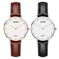 DOM® Watch Collection, Cowhide, with zinc alloy dial & Glass & Stainless Steel, Chinese movement, plated, adjustable & for woman & waterproof 16mm Approx 7.8 Inch 