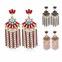 Fashion Fringe Earrings, Zinc Alloy, with Glass Seed Beads, stainless steel post pin, Tassel, plated, for woman lead & cadmium free 