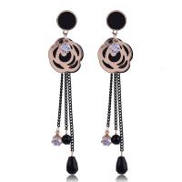 Enamel Zinc Alloy Drop Earring, stainless steel post pin, rose gold color plated, for woman, lead & cadmium free 