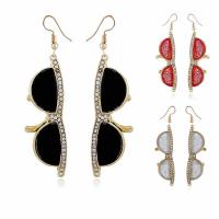 Zinc Alloy Rhinestone Drop Earring, with Resin, iron earring hook, gold color plated, for woman & with rhinestone lead & cadmium free 