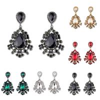Zinc Alloy Rhinestone Drop Earring, with Glass, stainless steel post pin, plated, for woman & with rhinestone lead & cadmium free 