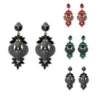 Zinc Alloy Rhinestone Drop Earring, with Glass, stainless steel post pin, plated, for woman & with rhinestone lead & cadmium free 