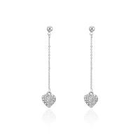 Zinc Alloy Rhinestone Drop Earring, stainless steel post pin, Heart, platinum color plated, for woman & with rhinestone, lead & cadmium free 