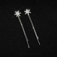 Zinc Alloy Rhinestone Drop Earring, stainless steel post pin, platinum color plated, for woman & with rhinestone, lead & cadmium free, 100mm 