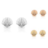 Zinc Alloy Stud Earring, stainless steel post pin, Shell, plated, for woman, lead & cadmium free, 13mm 