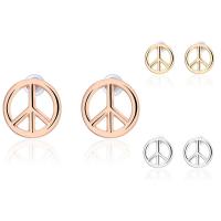 Zinc Alloy Stud Earring, stainless steel post pin, Peace Logo, plated, for woman lead & cadmium free, 14mm 