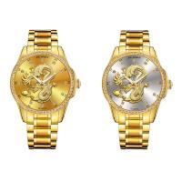 SENORS® Men Jewelry Watch, Stainless Steel, with Glass & Zinc Alloy, Japanese movement, gold color plated, Life water resistant & for man & luminated & with rhinestone Approx 9 Inch 