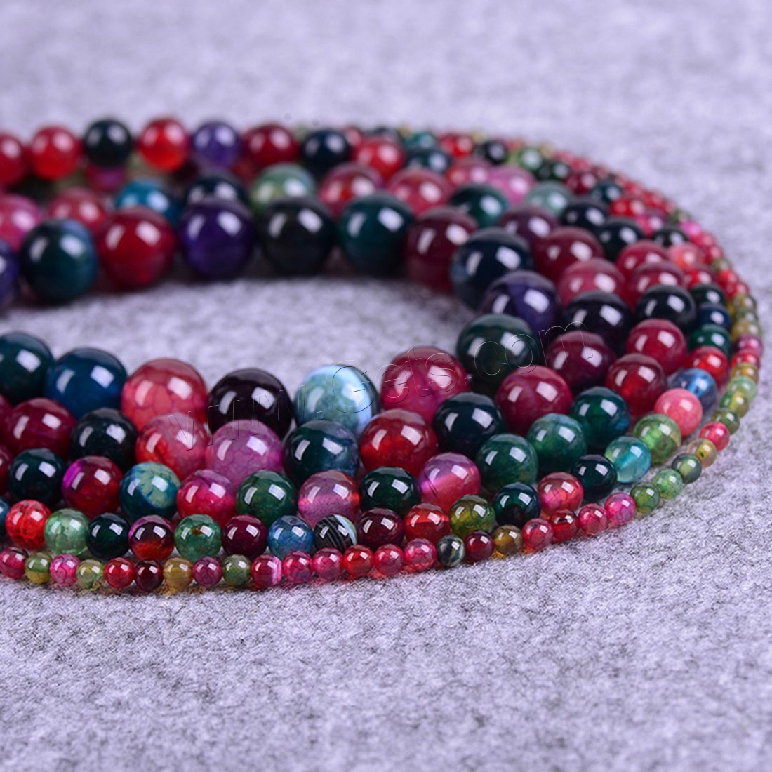 Natürliche Regenbogen Achat Perlen, rund, verschiedene Größen vorhanden, Länge:ca. 15.3 ZollInch, verkauft von Strang