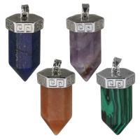 Gemstone Brass Pendants, with Brass, pendulum, silver color plated Approx 