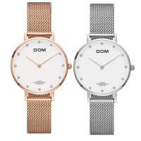 DOM® Collection de montres, acier inoxydable, avec cadran en alliage de zinc & verre, mouvement chinoise, Placage, pour femme & imperméable, plus de couleurs à choisir 16mm Environ 7.8 pouce, Vendu par PC