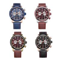 MINIFOCUS® Watch Collection, Leather, with Glass & Stainless Steel & Zinc Alloy, plated, Life water resistant & adjustable & for man Approx 10 Inch 