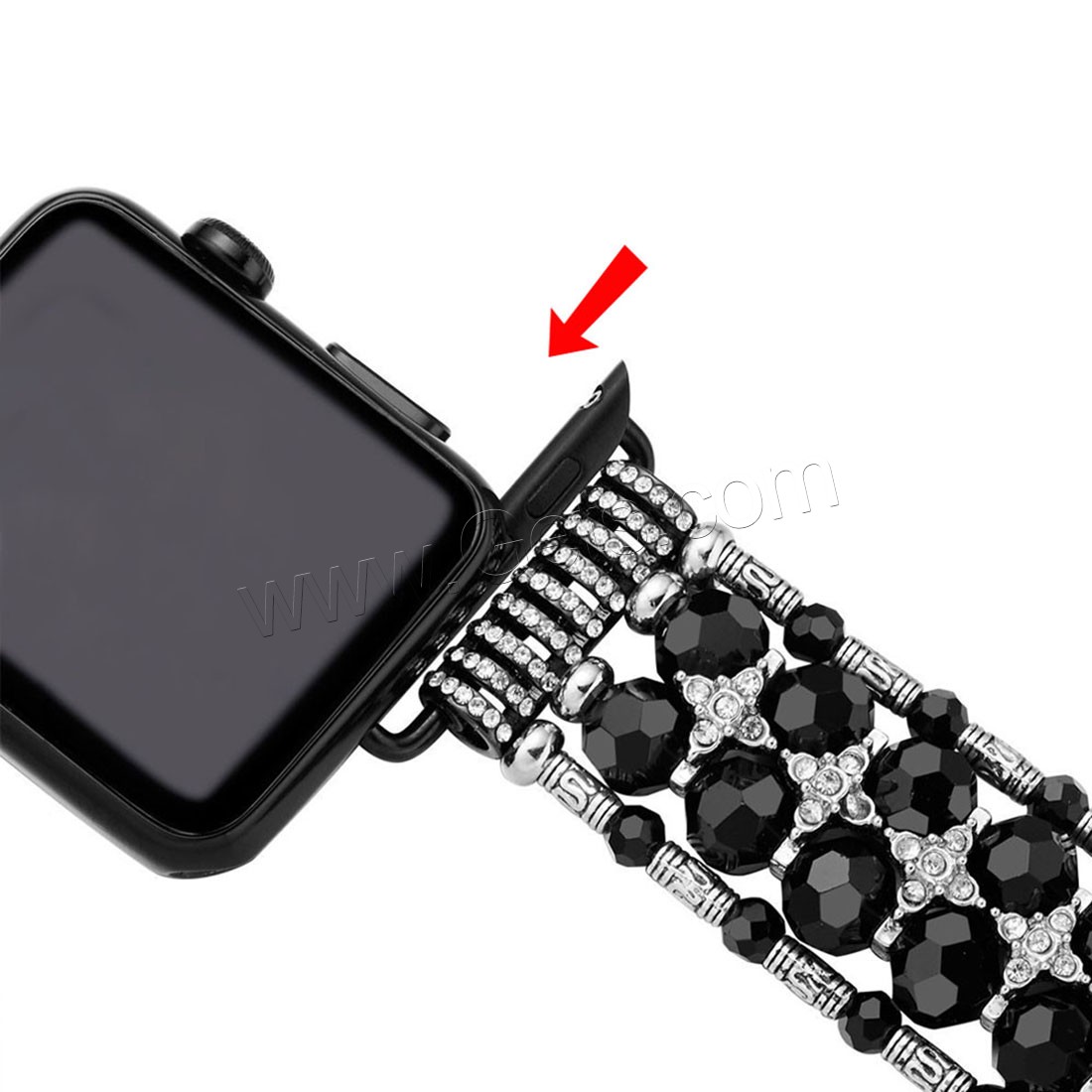 цинковый сплав ремешок для часов, с Кристаллы, Другое покрытие, для Apple Watch & разный размер для выбора & со стразами, Много цветов для выбора, длина:Приблизительно 8.2 дюймовый, продается Strand