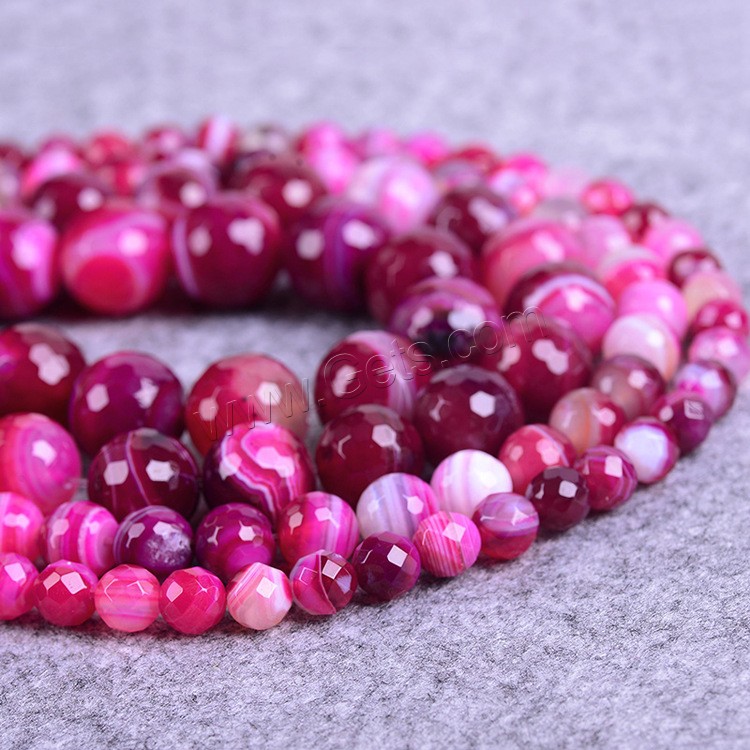Natural Rose Agate Beads, Round, different size for choice & faceted, Length:Approx 15.7 Inch, Sold By Strand