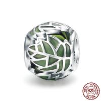 Perlas de esmalte Tailandia plata Europeo, Esférico, sin rosca & hueco, 11x10mm, agujero:aproximado 4.5-5mm, Vendido por UD