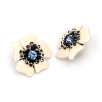Enamel Zinc Alloy Stud Earring, stainless steel post pin, Flower, plated, for woman & with rhinestone, lead & cadmium free 