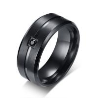 Men Stainless Steel Ring in Bulk, black ionic & for man & with cubic zirconia, 8mm 