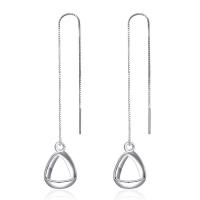 Brass Thread Through Earrings, real silver plated, for woman, lead & cadmium free 