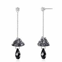 Brass Drop Earring, with Austrian Crystal, real silver plated, for woman & faceted, lead & cadmium free 