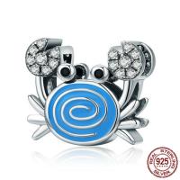 Cubic Zirconia Thailand Sterling Silver European Beads, Crab, without troll & enamel & with cubic zirconia Approx 4.5-5mm 