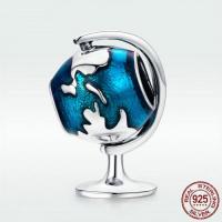 Emaille Thailand Sterling Silber Europa Perlen, Globus, ohne troll, 10x14mm, Bohrung:ca. 4.5-5mm, verkauft von PC