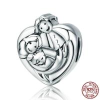 No Troll Thailand Sterling Silver European Beads, Heart, without troll Approx 4.5-5mm 