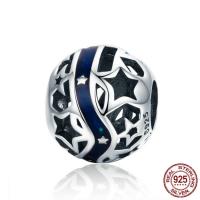 Enamel Thailand Sterling Silver European Beads, Round, without troll & hollow Approx 4.5-5mm 