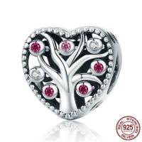 Cubic Zirconia Thailand Sterling Silver European Beads, Heart, without troll & with cubic zirconia & hollow Approx 4.5-5mm 