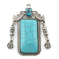 Turquoise Zinc Alloy Pendants, with Synthetic Turquoise, antique silver color plated, lead & cadmium free Approx 2.5mm 