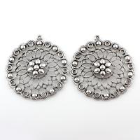 Zinc Alloy Hollow Pendants, Flat Round, antique silver color plated, lead & cadmium free Approx 1.5mm 