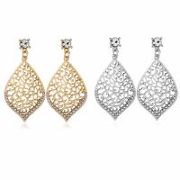 Zinc Alloy Rhinestone Drop Earring, stainless steel post pin, plated, for woman & with rhinestone lead & cadmium free, 40mm 