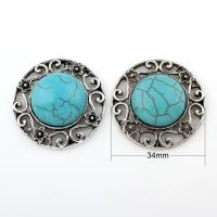 Turquoise Zinc Alloy Pendants, with Synthetic Turquoise, antique silver color plated, for woman, lead & cadmium free 