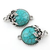 Turquoise Zinc Alloy Pendants, with Synthetic Turquoise, antique silver color plated, for woman, lead & cadmium free Approx 1.5mm 
