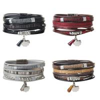 PU Leather Bracelet, with Crystal & Zinc Alloy, charm bracelet & for woman & multi-strand 22mm Approx 8 Inch 