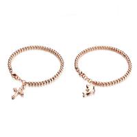Bracelet en acier inoxydable, Placage, bracelet à breloques & bracelet perlé & styles différents pour le choix & pour femme Environ 7 pouce, Vendu par brin
