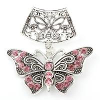 Zinc Alloy Scarf Pendants, Butterfly, antique silver color plated, with rhinestone, lead & cadmium free Approx 