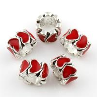 Enamel Zinc Alloy European Beads, Heart, antique silver color plated, without troll, lead & cadmium free Approx 4mm 