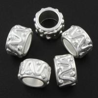 Perla de agujero grande de aleación de zinc, forma de anillo, chapado en color de plata, agujero largo, libre de plomo & cadmio, 9x13.5mm, agujero:aproximado 8mm, 10PCs/Bolsa, Vendido por Bolsa