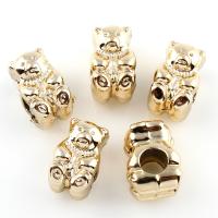 Perles European en alliage de zinc, ours, Plaqué d'or, sans filetage, sans plomb et cadmium Environ 4mm Vendu par sac