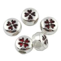 Enamel Zinc Alloy European Beads, Flat Round, platinum color plated, without troll, lead & cadmium free Approx 4mm 