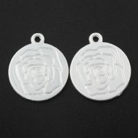 Zinc Alloy Jewelry Pendants, silver color plated, with flower pattern, lead & cadmium free Approx 1.5mm 