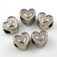 Zinklegierung European Perlen, Herz, plattiert, ohne troll & zweifarbig, frei von Blei & Kadmium, 12x10x8mm, Bohrung:ca. 4mm, verkauft von PC