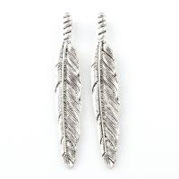 Zinc Alloy Feather Pendants, antique silver color plated, for woman, lead & cadmium free Approx 
